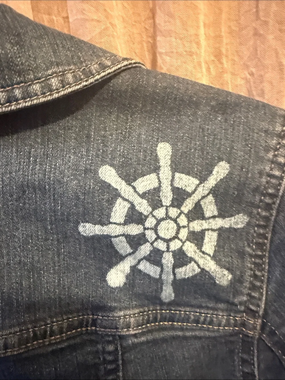 croft & barrow Dark Blue Denim Jacket with Light Blue Anchor Graphic